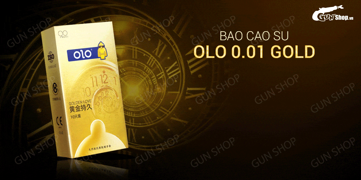 Bao cao su OLO siêu mỏng 0.01 Gold kéo dài khoái cảm 10 cái Bao cao su OLO siêu mỏng 0.01 Gold kéo dài khoái cảm 10 cái