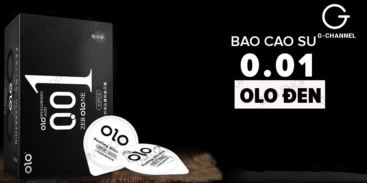 Bao cao su OLO 0.01 Đen siêu mỏng hương vani an toàn hộp 10 cái