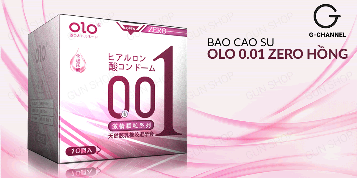 Bao cao su OLO 0.01 Zero Hồng siêu mỏng hạt mềm gel bôi trơn 10 cái Bao cao su OLO 0.01 Zero Hồng siêu mỏng hạt mềm gel bôi trơn 10 cái