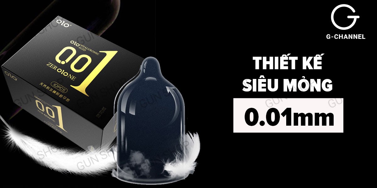 Bao cao su OLO 0.01 Đen siêu mỏng hương vani an toàn hộp 10 cái