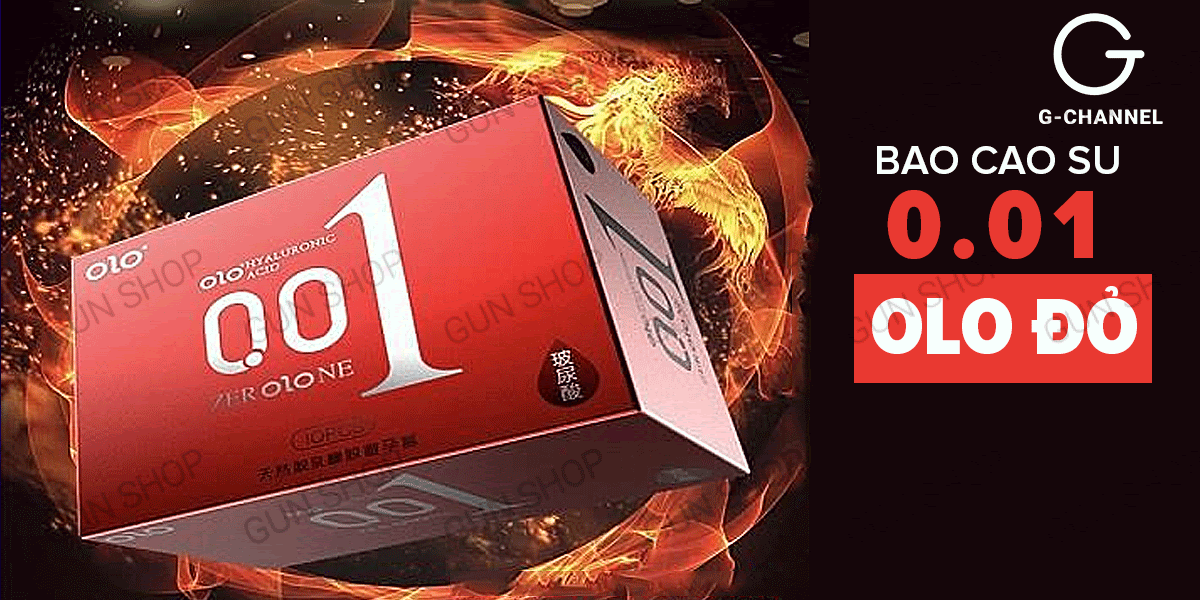 Bao cao su OLO 0.01 Đỏ siêu mỏng nóng ấm tăng khoái cảm hộp 10
