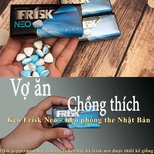 Frisk Neo Peppermint kẹo ngậm BJ bạc hà thơm mát, tăng hưng phấn