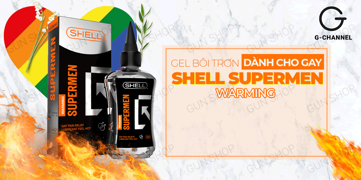 Gel bôi trơn hậu môn nóng ấm Shell Supermen 90ml kích thích Gel bôi trơn hậu môn nóng ấm Shell Supermen 90ml kích thích