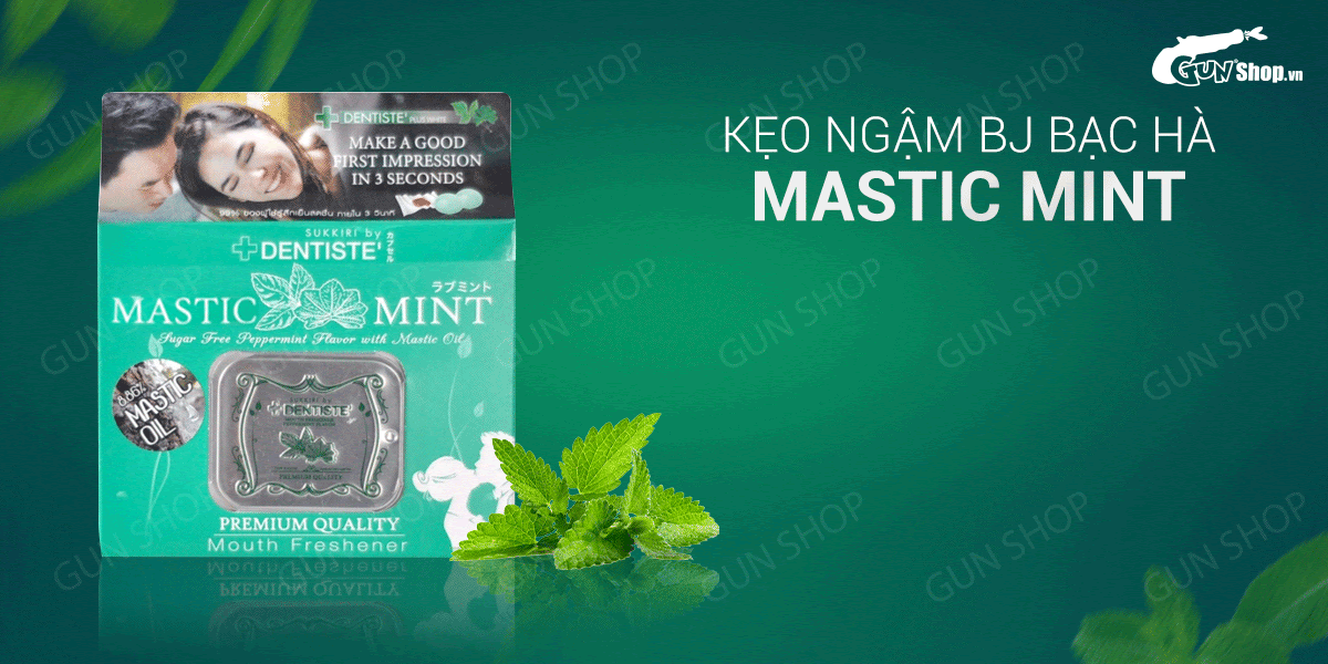 Kẹo ngậm BJ Mastic Mint bạc hà the mát tăng khoái cảm yêu đương