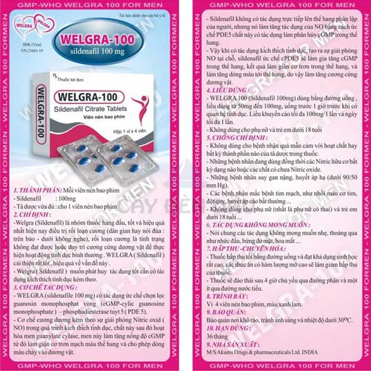 Welgra 100mg viên uống cường dương Ấn Độ tăng sinh lý nam mạnh