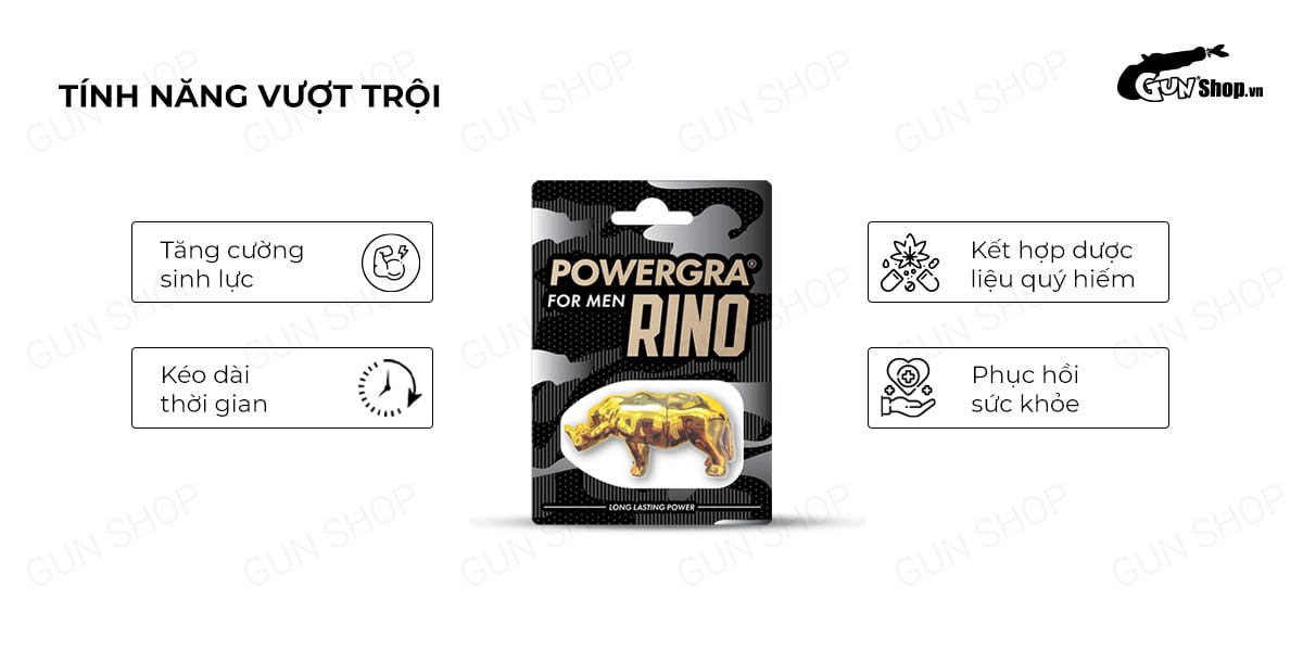 Viên uống Powergra For Men Rino tăng cường sinh lý lâu bền sung mãn