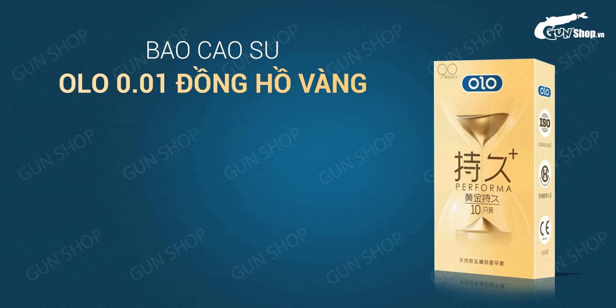  Phân phối Bao cao su OLO 0.01 Đồng Hồ Vàng - Kéo dài thời gian - Hộp 10 cái cao cấp