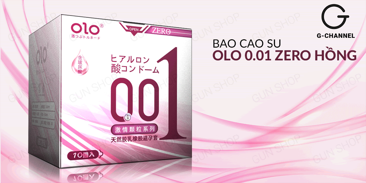 Cửa hàng bán Bao cao su OLO 0.01 Zero Hồng - Siêu mỏng có hạt nhiều gel bôi trơn - Hộp 10 cái nhập khẩu