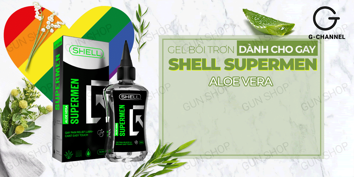  Nhập sỉ Gel bôi trơn hậu môn tinh chất lô hội - Shell Supermen Aloe Vera - Chai 90ml nhập khẩu